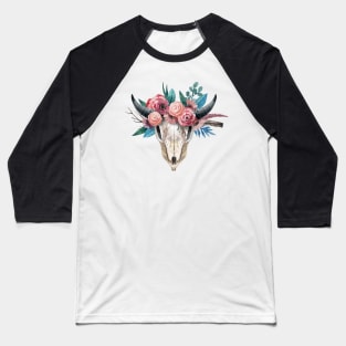 Animal Skull with flower crown Baseball T-Shirt